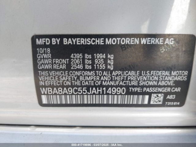 WBA8A9C55JAH14990 BMW 320i