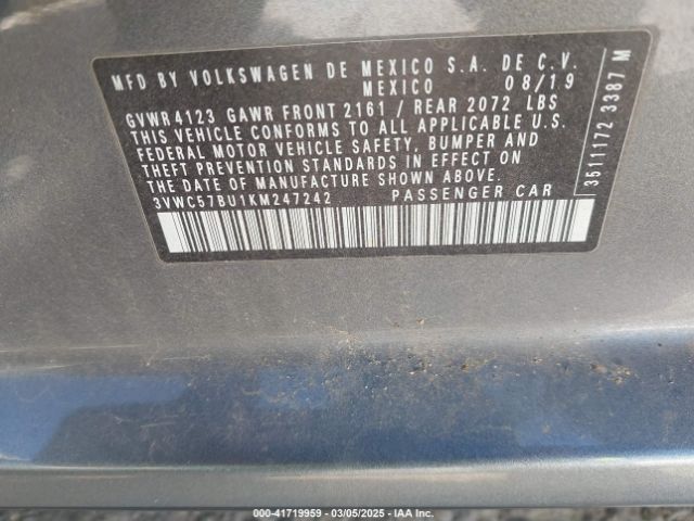 3VWC57BU1KM247242 Volkswagen Jetta 1.4t R-line/1.4t S/1.4t Se