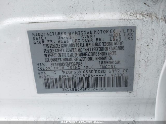 3N1AB8CV8MY324543 Nissan Sentra Sv Xtronic Cvt