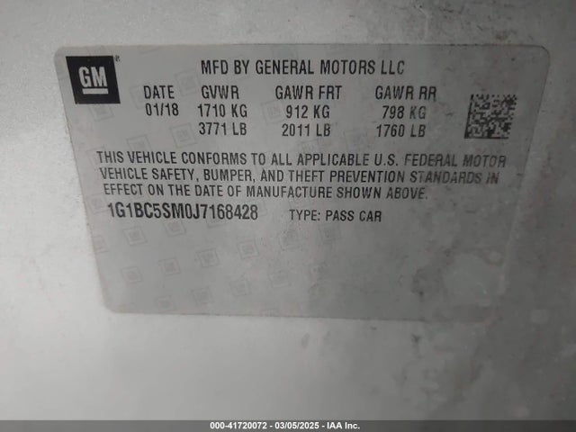 1G1BC5SM0J7168428 Chevrolet Cruze Ls Auto