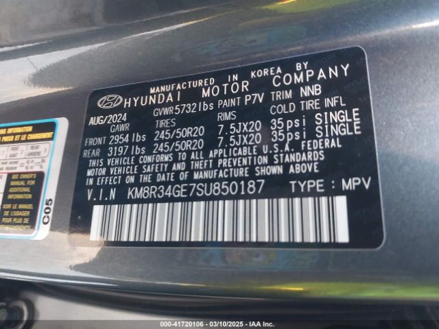 KM8R34GE7SU850187 Hyundai Palisade Xrt