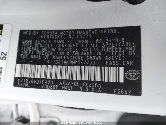 4T1G11AK9MU547733 Toyota CAMRY SE