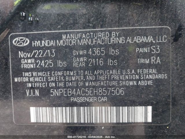5NPEB4AC5EH857506 Hyundai SONATA GLS