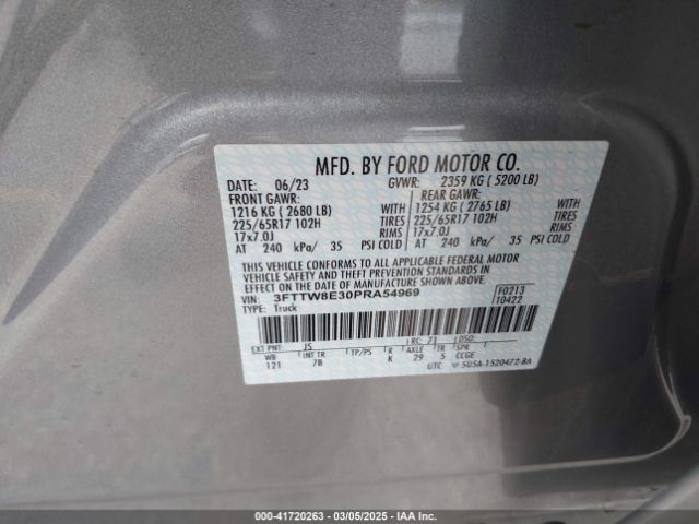 3FTTW8E30PRA54969 Ford Maverick Xlt