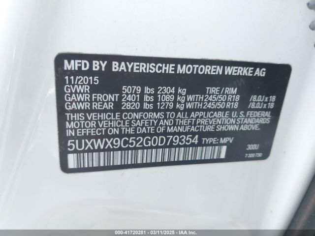 5UXWX9C52G0D79354 BMW X3 Xdrive28i