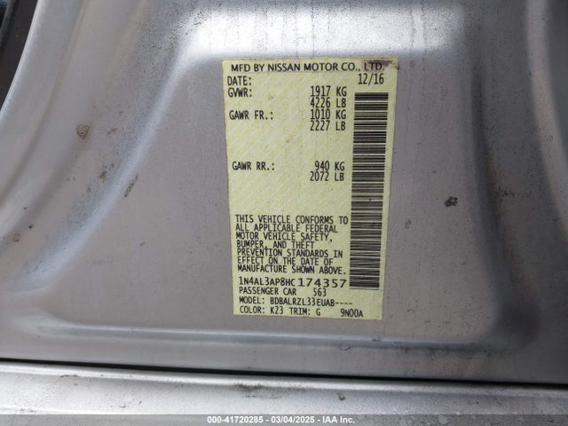 1N4AL3AP8HC174357 Nissan Altima 2.5 Sl