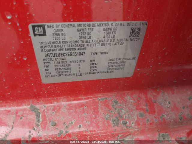 3GTU2UEC2EG351047 GMC Sierra 1500 Sle