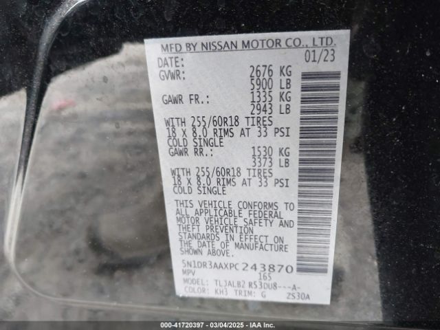 5N1DR3AAXPC243870 Nissan Pathfinder S Fwd