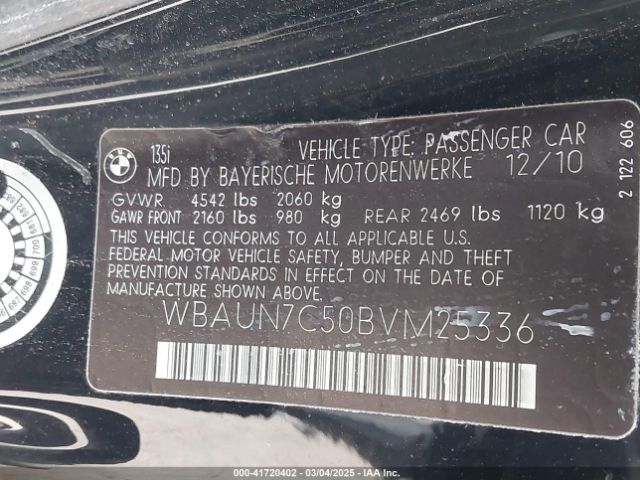 2011 BMW 135I WBAUN7C50BVM25336 Photo 8
