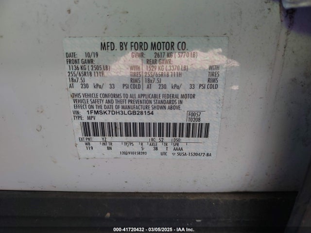1FMSK7DH3LGB28154 Ford EXPLORER XLT