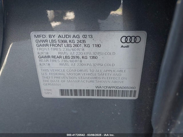 2013 AUDI Q5 WA1CFAFP0DA065060 Photo 8