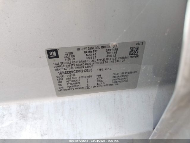 1GNSCBKC2FR712380 Chevrolet Tahoe Lt