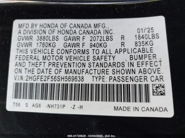 2HGFE2F56SH569638 Honda Civic Sport