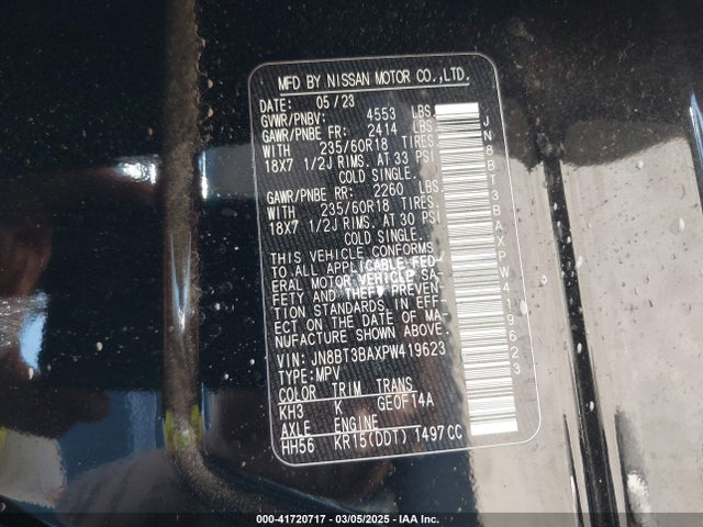 JN8BT3BAXPW419623 Nissan Rogue Sv Fwd