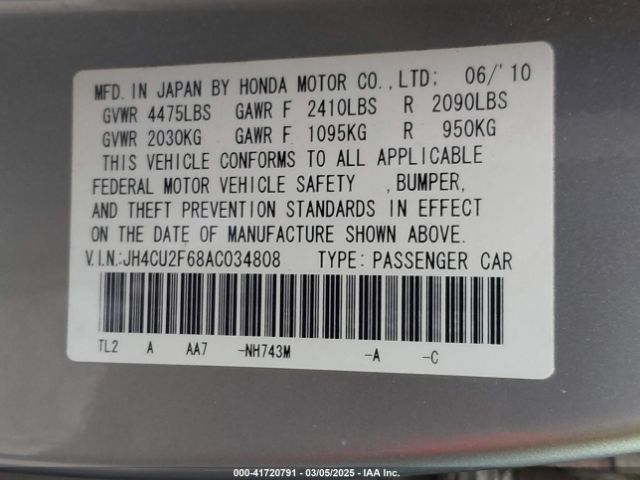 2010 ACURA TSX JH4CU2F68AC034808 Photo 8