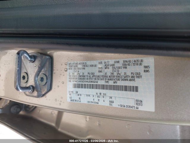 Ford ESCAPE SE 2017 1FMCU0GDXHUD65232 Image 9
