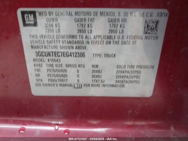 3GCUKTEC7EG412306 Chevrolet Silverado 1500 High Country