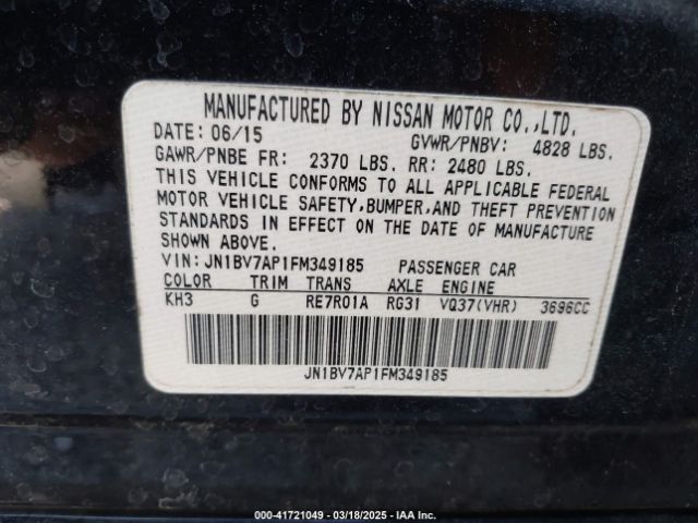 JN1BV7AP1FM349185 Infiniti Q50 Premium