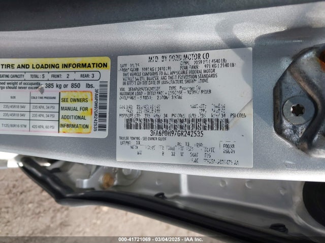 Ford FUSION SE 2016 3FA6P0H97GR242535 Image 9