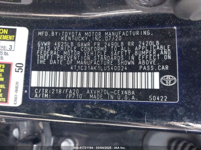 4T1C31AK1LU540024 Toyota Camry Le Hybrid