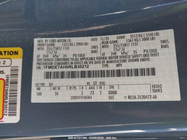 1FMDE7AH6RLB30212 Ford Bronco Big Bend