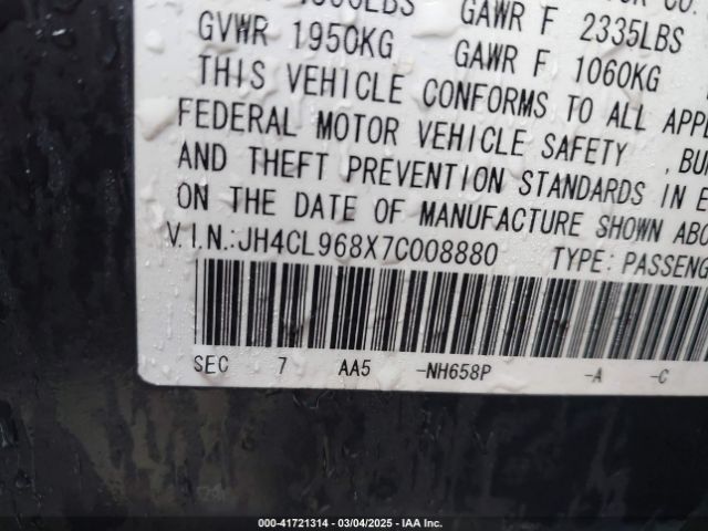 2007 ACURA TSX JH4CL968X7C008880 Photo 8