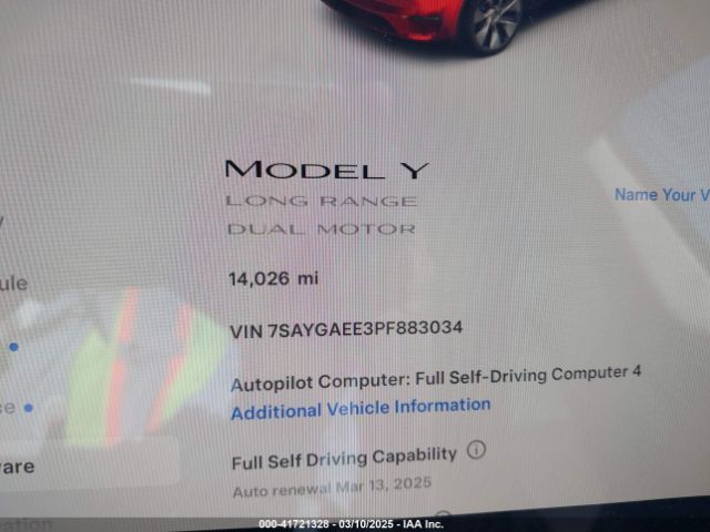 7SAYGAEE3PF883034 Tesla Model Y