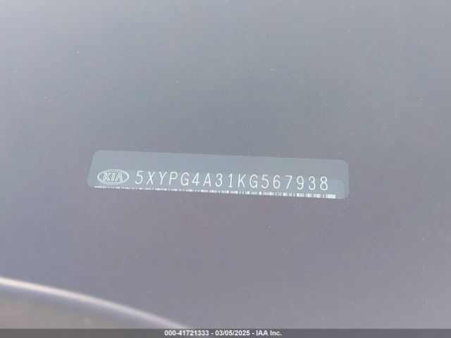 5XYPG4A31KG567938 KIA Sorento 2.4l Lx