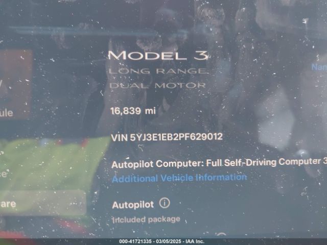 5YJ3E1EB2PF629012 Tesla Model 3 Long Range Dual Motor All-wheel Drive
