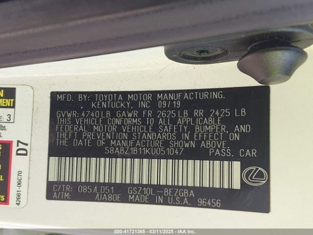 58ABZ1B11KU051047 Lexus ES 350