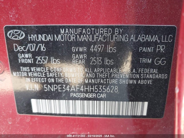5NPE34AF4HH535628 Hyundai Sonata Sport