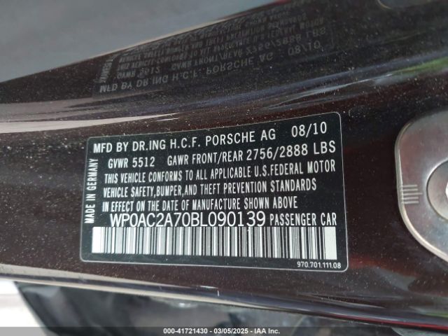 2011 PORSCHE PANAMERA WP0AC2A70BL090139 Photo 8
