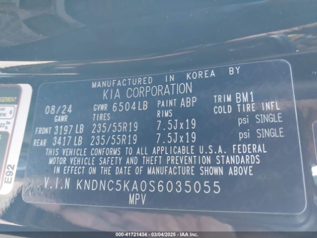 KNDNC5KA0S6035055 KIA Carnival Mpv Hybrid Ex