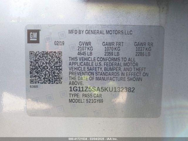 1G11Z5SA5KU132382 Chevrolet IMPALA LT