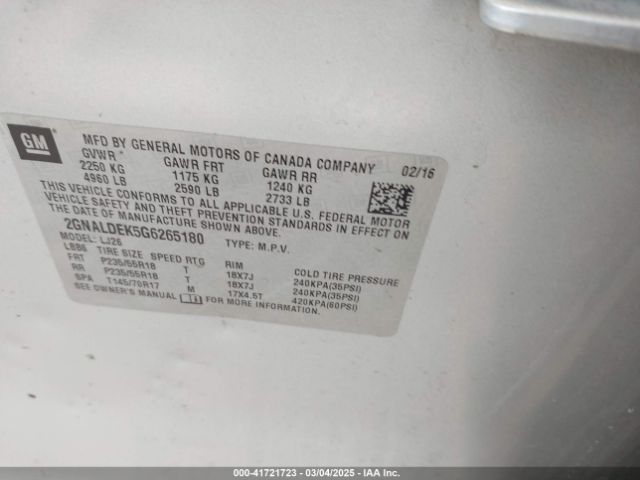 2GNALDEK5G6265180 Chevrolet Equinox Ltz