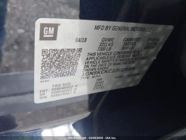 1GNSKCKC2JR320324 Chevrolet Tahoe Premier