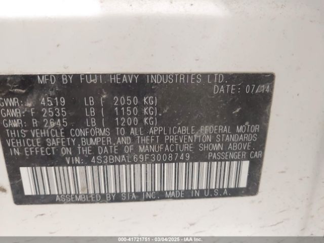 4S3BNAL69F3008749 Subaru Legacy 2.5i Limited