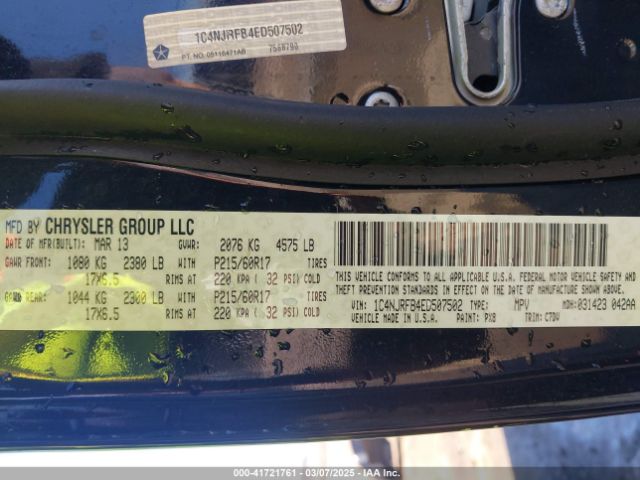 1C4NJRFB4ED507502 Jeep Patriot Latitude