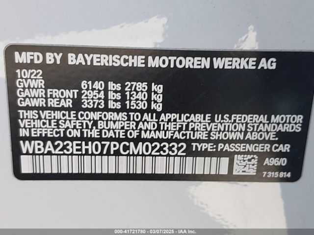 WBA23EH07PCM02332 BMW 740 I