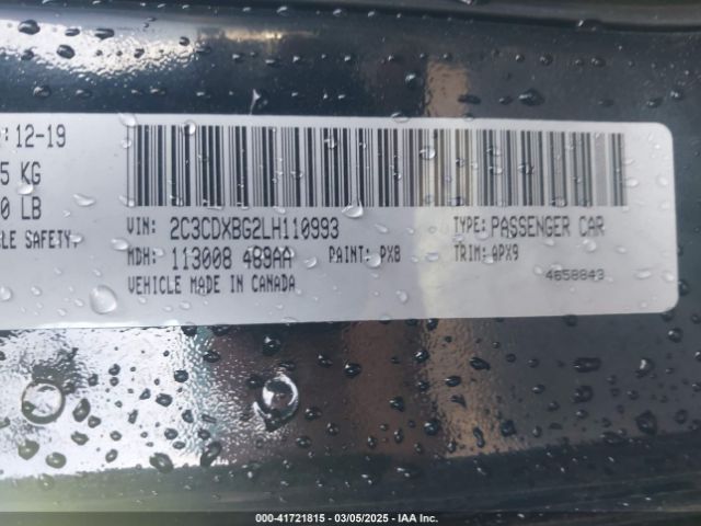 2C3CDXBG2LH110993 Dodge Charger Sxt Rwd
