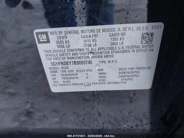 2011 CADILLAC SRX 3GYFNDEY7BS680745 Photo 8