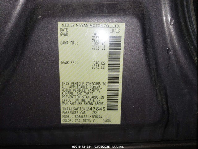 1N4AL3AP3EN247845 Nissan Altima 2.5 S