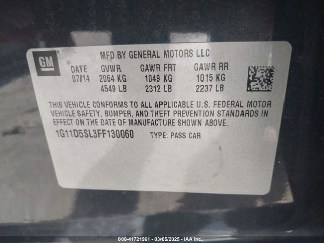 1G11D5SL3FF130060 Chevrolet MALIBU 2LT