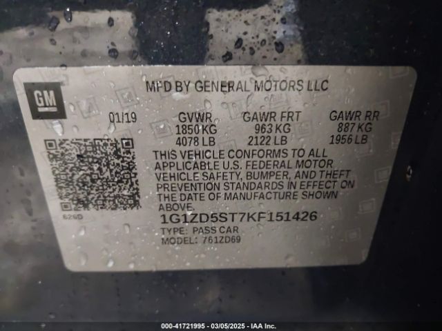 1G1ZD5ST7KF151426 Chevrolet MALIBU LT