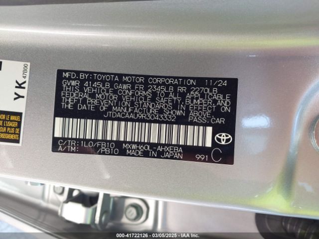 JTDACAAU9R3043332 Toyota Prius Le