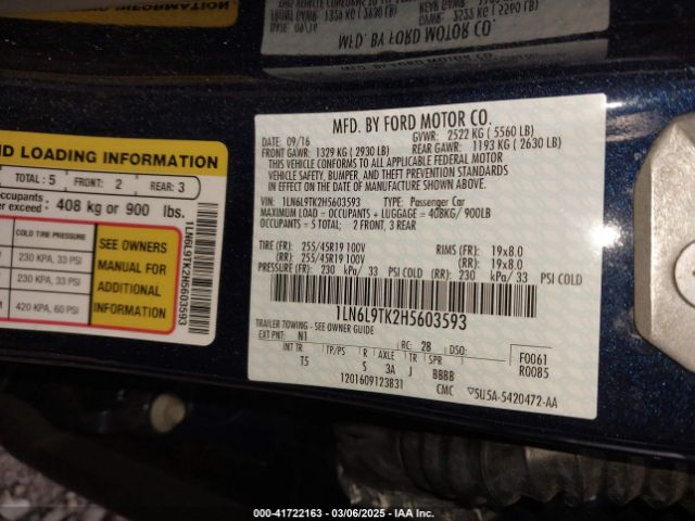 1LN6L9TK2H5603593 Lincoln Continental Select