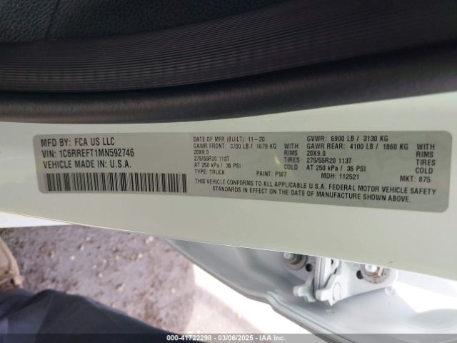 1C6RREFT1MN592746 RAM 1500 Lone Star  4x2 5'7 Box