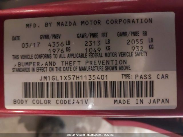 JM1GL1X57H1135401 Mazda Mazda6 Grand Touring