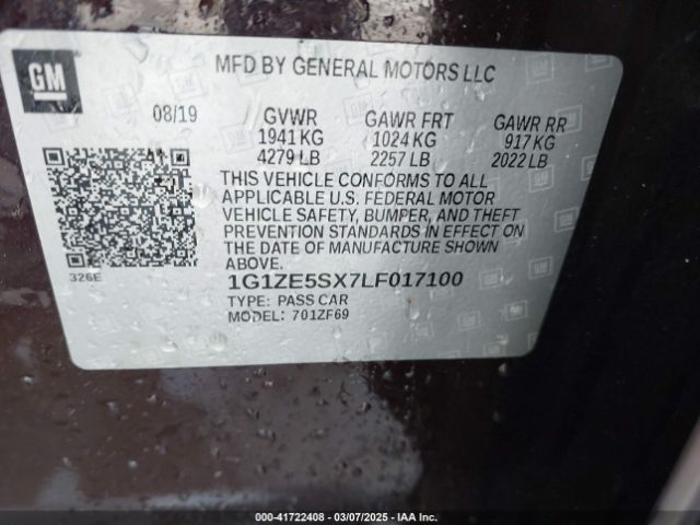 1G1ZE5SX7LF017100 Chevrolet Malibu Fwd Premier