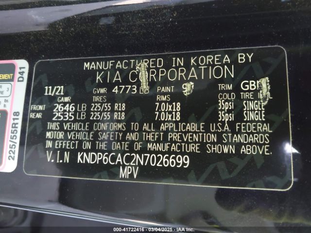 KNDP6CAC2N7026699 KIA Sportage Nightfall Edition